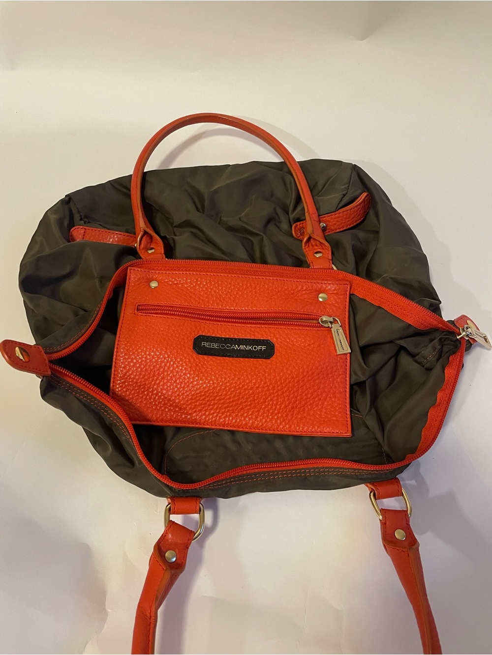 Rebecca Minkoff Orange and Dark Brown Tote Bag
